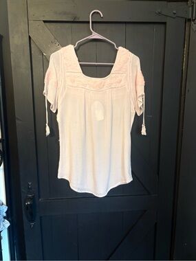 Fashion Magazine Blush Embroidered Scoop-Neck Tunic